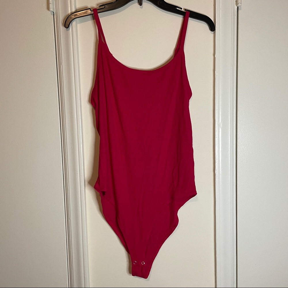Pink Open Back Bodysuit 0X